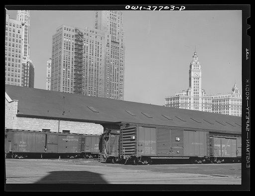 Untitled photo, possibly related to: Chicago, Illinois. General view of part of the South Water Street Illinois Central Railroad freight terminal