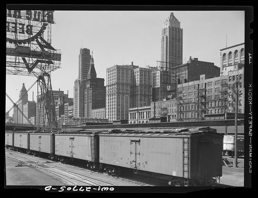 Chicago, Illinois. General view of part of the South Water Street Illinois Central Railroad freight terminal