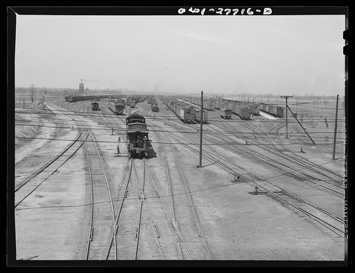Bensenville, Illinois. General view of part of the Bensenville freight yard of the Chicago, Milwaukee, Saint Paul and Pacific Railroad