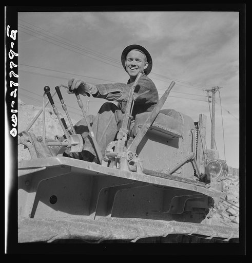 Morenci, Arizona. Bulldozer operator at one of the open-pit copper mines of the Phelps Dodge mining corporation