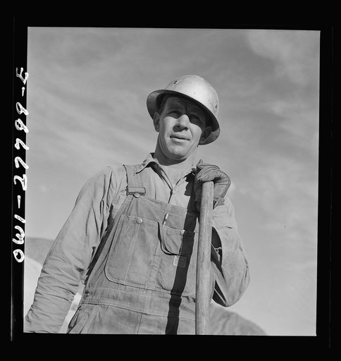 Untitled photo, possibly related to: Morenci, Arizona. Bulldozer operator at an open-pit copper mine of the Phelps Dodge mining corporation