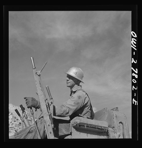 Morenci, Arizona. Bulldozer operator at an open-pit copper mine on the Phelps Dodge mining corporation