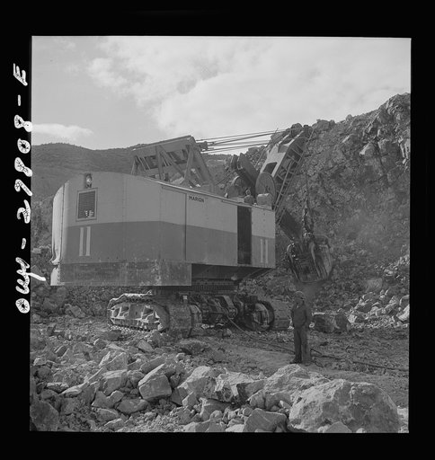 Untitled photo, possibly related to: Morenci, Arizona. A huge electric shovel in operation at an open-pit copper mine of the Phelps Dodge mining corporation