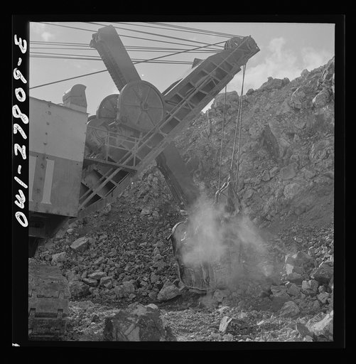 Morenci, Arizona. A huge electric shovel in operation at an open-pit copper mine of the Phelps Dodge mining corporation