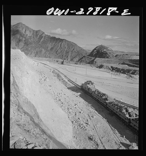 Morenci, Arizona. An ore train on its way to smelter from an open-pit cooper mine of the Phelps Dodge mining corporation
