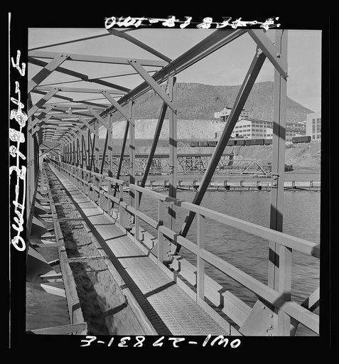 Morenci, Arizona. Conveyor gallery where the copper is taken to the smelter, as shown in the background