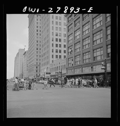 Untitled photo, possibly related to: Houston, Texas. Crowds on downtown streets