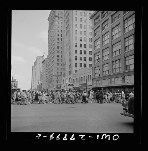 Houston, Texas. Crowds on downtown streets