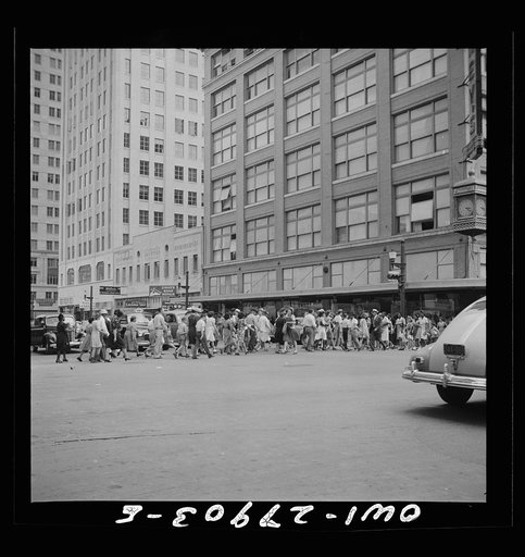 Untitled photo, possibly related to: Houston, Texas. Crowds on downtown streets