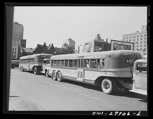 Houston, Texas. Buses for shipyard workers