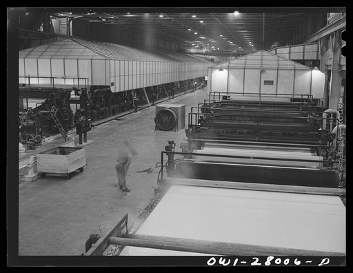 Untitled photo, possibly related to: Houston, Texas. Paper machine at the Champion paper company