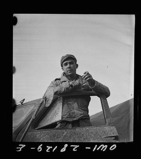 Private E.G. Richards, of Sterling, Illinois. A hotel clerk in civilian life, he is now serving overseas as a truck driver in the United States Army