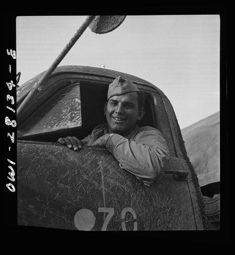 Private First Class Leonard L. Sweeney, of Winooski, Vermont. A mechanic in civilian life, he is serving as a truck driver with the United States Army overseas