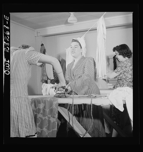 Arlington Farms, war duration residence halls. Laundry room in Idaho Halls, Arlington Farms