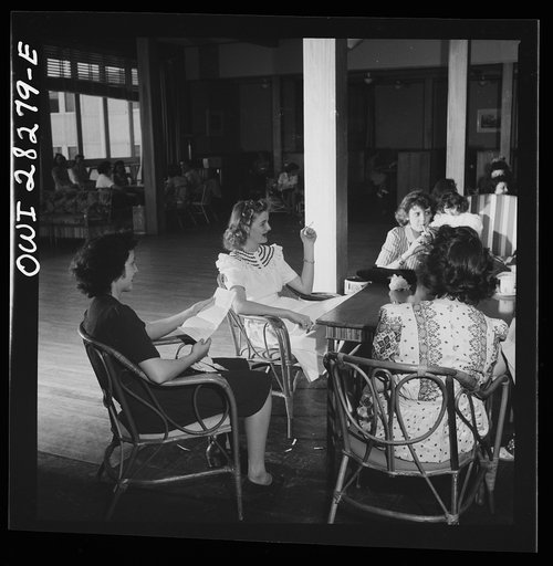 Untitled photo, possibly related to: Arlington, Virginia. The main lounge in the Idaho Hall, Arlington Farms, a residence for women who work in the United States government for the duration of the war