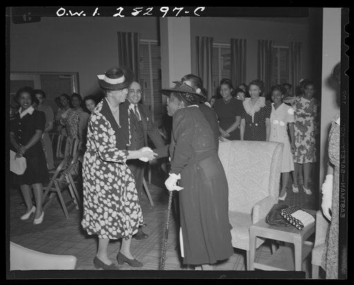Washington, D.C. Eleanor Roosevelt visiting Lucy D. Slowe Hall, women's dormitory for Negro war workers