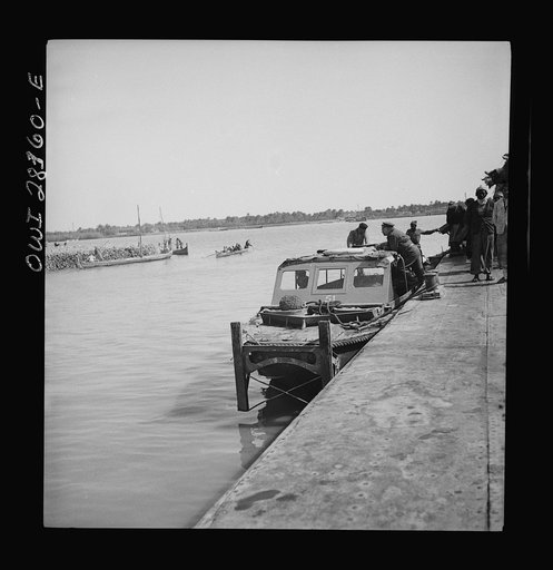 Higgins speedboats made in New Orleans in a port in the Middle East