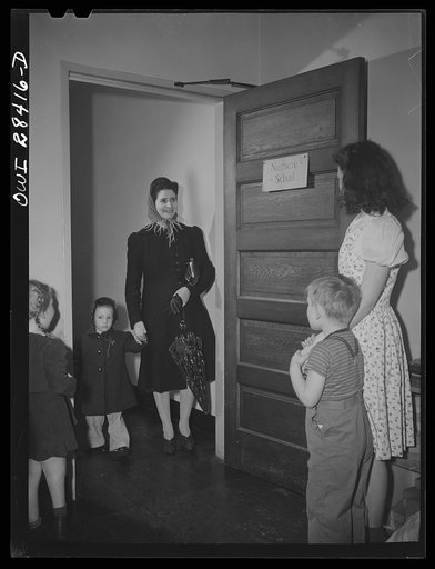 Buffalo, New York. Lakeview nursery school for children of working mothers, operated by the Board of Education at the tuition fee of three dollars weekly. A mother bringing her child