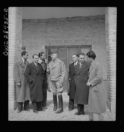 Major General Donald H. Connolly, the Commander of the United States Army Forces in Iran and Iraq, taking a group of Iranian journalists on a tour of United States Army installations. The journalists were guests at the soldiers' mess and were shown that only American food was served, thus not depriv