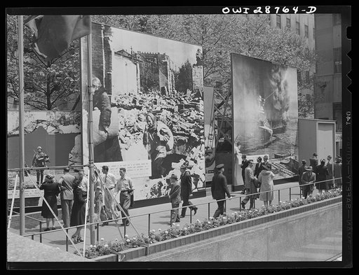 New York, New York. Exhibit at the outdoor exhibition entitled "The Nature of the Enemy," held on the plaza of Rockefeller Center