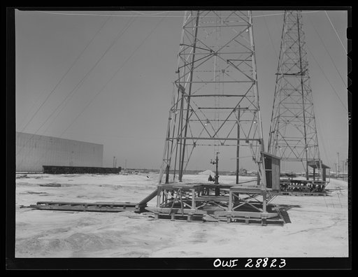 Untitled photo, possibly related to: Freeport Sulphur Company, Hoskins Mound, Texas. Sulphur wells and a vat
