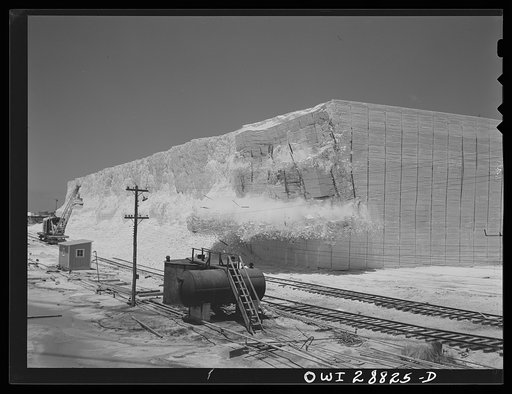 Freeport Sulphur Company, Hoskins Mound, Texas. Explosion as an end of a sulphur vat is blasted