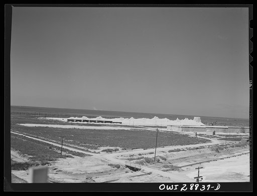 Freeport Sulphur Company, Hoskins Mound, Texas. Sulphur vat from which trains are being loaded