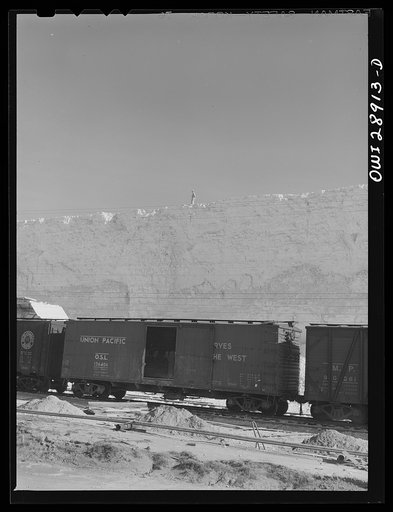 Freeport Sulphur Company, Hoskins Mound, Texas. Boxcars at a sulphur vat
