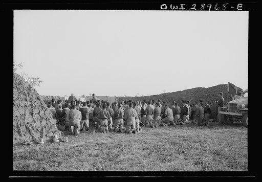 Archbishop Francis J. Spellman of New York, on his recent tour of North African battlefronts, said mass for the men at the Fifty-seventh Fighter Group of the United States Army Ninth Air Force. This Air Force group is located "somewhere in Tunisia" and they are the boys who scored the biggest victor