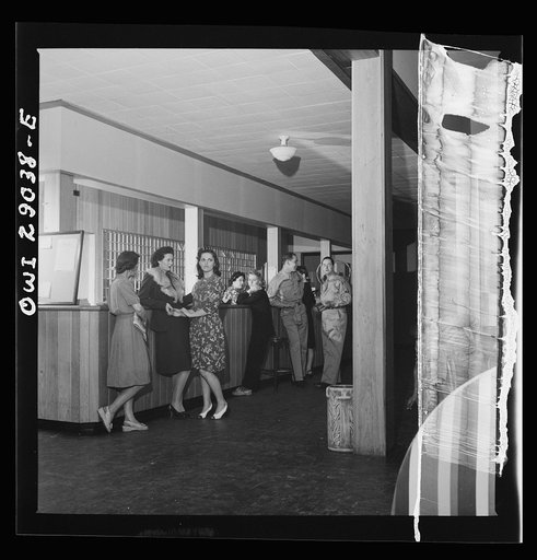 Arlington, Virginia. The main desk in Idaho Hall, Arlington Farms, a residence for women who work in the United States government for the duration of the war