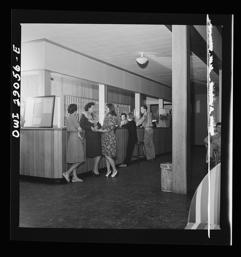 Arlington, Virginia. The main desk in Idaho Hall, Arlington Farms, a residence for women who work in the United States government for the duration of the war
