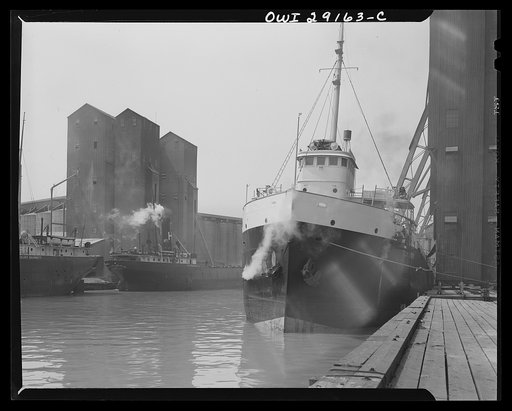 Buffalo, New York. Grain elevator on the Erie Canal alongside grain elevators