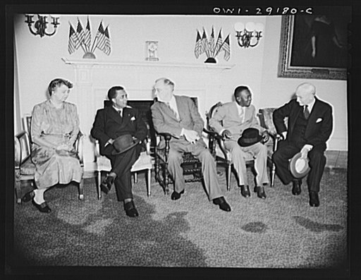 President of Liberia Greeted at the White House. His Excellency Edwin Barclay, President of the Republic of Liberia and President-elect William V.S. Tubman, were accorded full honors on their arrival at the White House as guests of the United States government. On Wednesday, May 26, 1943. Shown left