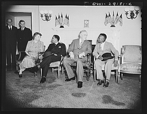 Untitled photo, possibly related to: President of Liberia Greeted at the White House. His Excellency Edwin Barclay, President of the Republic of Liberia and President-elect William V.S. Tubman, were accorded full honors on their arrival at the White House as guests of the United States government. O