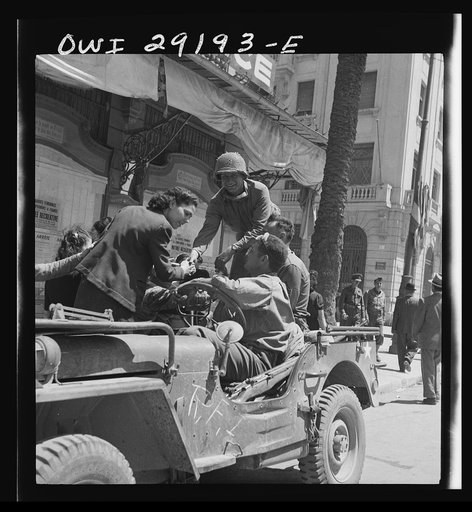 Tunis, Tunisia. Allied troops entering Tunis
