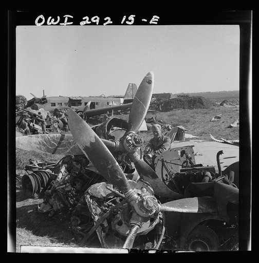 Wreckage of giant German transport planes intended for the Axis troop evacuation from Tunis