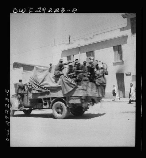 Untitled photo, possibly related to: Tunis, Tunisia. Allied troops entering the city