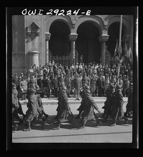 Tunis, Tunisia. Allied troops entering the city