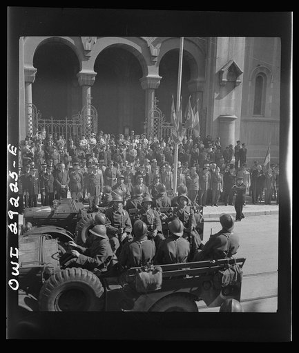 Tunis, Tunisia. Allied troops entering the city