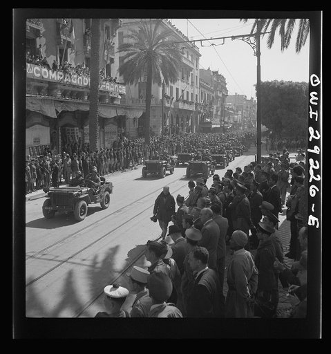 Tunis, Tunisia. Allied troops entering the city