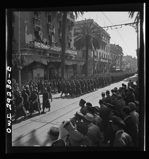 Tunis, Tunisia. Allied troops entering the city