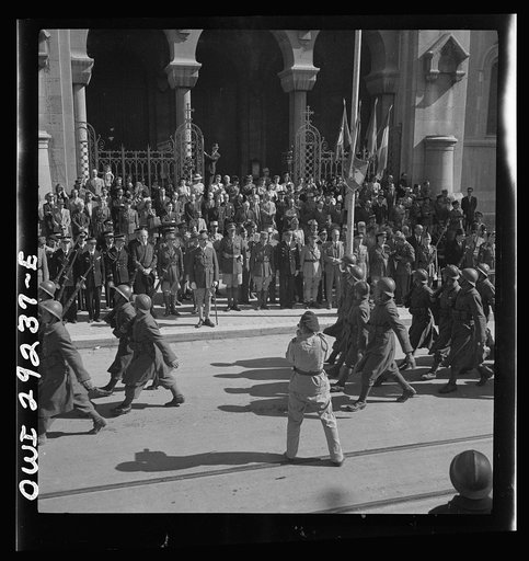 Tunis, Tunisia. Allied troops entering the city