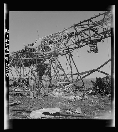 Wreckage of giant German transport plane intended for the Axis evacuation near Tunis as Allies delivered their knockout blow