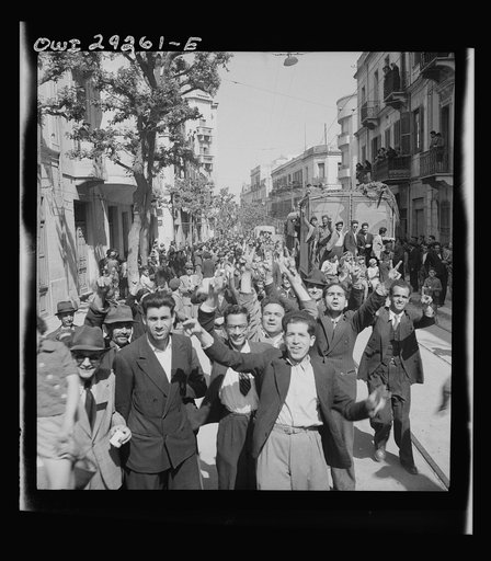 Tunis, Tunisia. A cheering crowd