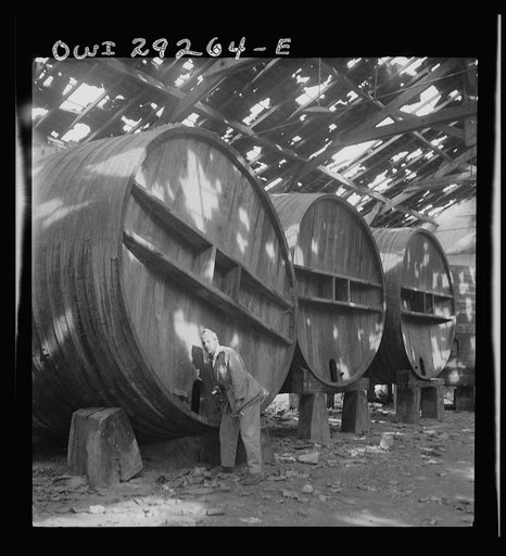 Tunis, Tunisia. Damaged giant oil drums