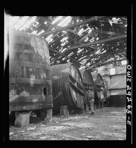 Tunis, Tunisia. Damaged giant oil drums
