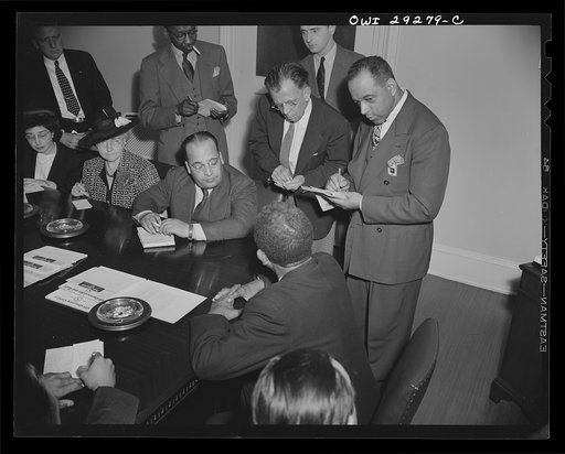Untitled photo, possibly related to: Liberian president holds Blair House press conference. His Excellency, Edwin Barclay, President of the Republic of Liberia, talked readily and easily about the strategic positions of his country and the potentialities of its rubber industry in a press conference 