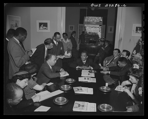 Untitled photo, possibly related to: Liberian president holds Blair House press conference. His Excellency, Edwin Barclay, President of the Republic of Liberia, talked readily and easily about the strategic positions of his country and the potentialities of its rubber industry in a press conference 