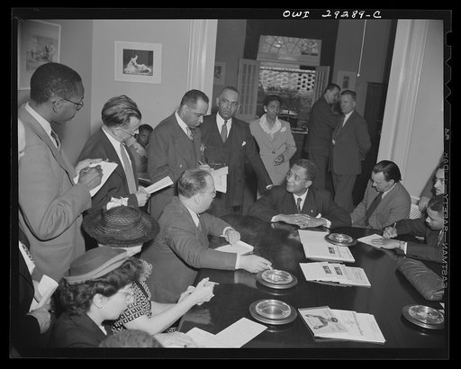 Untitled photo, possibly related to: Liberian president holds Blair House press conference. His Excellency, Edwin Barclay, President of the Republic of Liberia, talked readily and easily about the strategic positions of his country and the potentialities of its rubber industry in a press conference 
