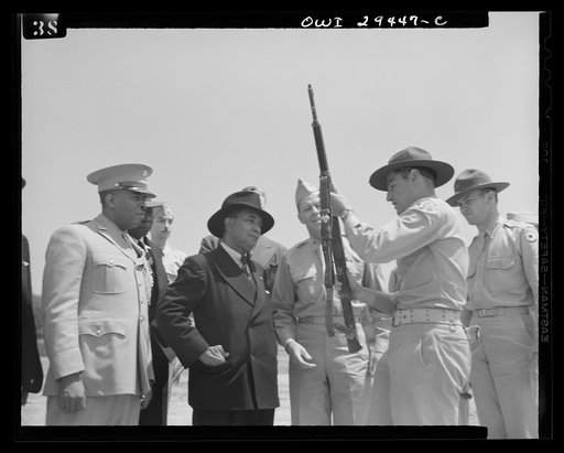 Untitled photo, possibly related to: Liberian Presidential party visits Fort Belvoir. Two twenty-one gun salutes, a regimental review and a luncheon with the commanding officers were tendered His Excellency, Edwin Barclay, President of the Republic of Liberia, when he visited Fort Belvoir, Virginia,